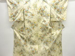 草花模様織出し十日町紬着物